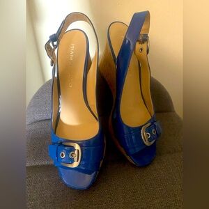 Franco Sarto patent wedge sandals